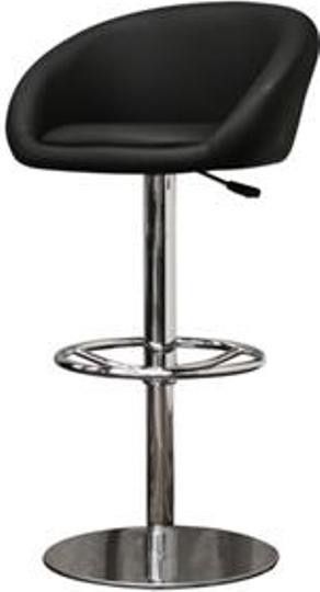 Wholesale Interiors M-97080-BLACK Wynn Black Faux Leather Modern Bar Stool, Black faux leather, Steel with chrome finish, Comfortable foam seat, 360 degree swivel, Gas lift piston for height adjustment, Circular footrest, Black foam pads on base for floor protection, UPC 847321000087 (M97080BLACK M-97080-BLACK M 97080 BLACK M97080 M 97080 M-97080)