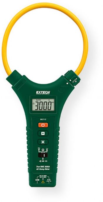 Extech MA3110-NIST True RMS AC Flex Clamp Meter, 3000A, includes Traceable Certificate; True RMS for accurate readings of noisy, distorted or non sinusoidal waveforms; Flexible 11 in. clamp jaw easily wraps around bus bars and cable bundles; Autoranging AC Current; Multimeter functions AC DC Voltage, Resistance, Capacitance, Diode Continuity; UPC: 793950373149 (EXTECHA3110NIST EXTECH A3110-NIST FLEX CLAMP)