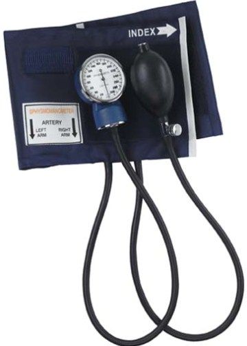 Mabis 01-149-011 Economy Aneroid Sphygmomanometers with Blue Nylon Cuff, Adult, Graduated to 300 mmHg, Calibrated blue nylon cuff with hook and loop closure, Standard bulb, Standard air release valve, Zippered carrying case, Contains latex (01-149-011 01149011 01 149 011 01-149011 01149-011)