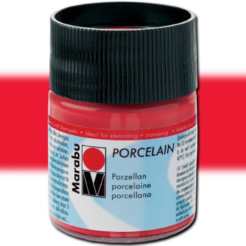 Marabu 11059005125 Porcelain Paint, 50ml, Cherry; Decked out in colors; Porcelain paints without firing; Dishwasher-safe without firing; Just paint, leave to dry 3 days, done; Versatile use: painting, stamping, stenciling; Water-based, odorless and non-fading; Cherry; 50 ml; EAN 4007751658418 (MARABU11059005125 MARABU 11059005125 GLAS PAINT 15ML CHERRY)