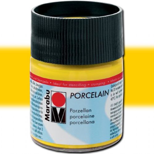Marabu 11059005220 Porcelain Paint, 50ml, Sunshine Yellow; Decked out in colors; Porcelain paints without firing; Dishwasher-safe without firing; Just paint, leave to dry 3 days, done; Versatile use: painting, stamping, stenciling; Water-based, odorless and non-fading; Sunshine Yellow; 50 ml; EAN 4007751658449 (MARABU11059005220 MARABU 11059005220 GLAS PAINT 15ML SUNSHINE YELLOW)
