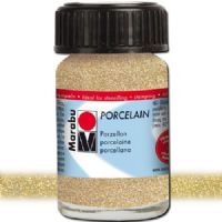 Marabu 11059039584 Porcelain Paint, 15 ml, Glitter Gold; Decked out in colors! Porcelain paints without firing; Dishwasher-safe without firing; Just paint, leave to dry 3 days, done; Versatile use: painting, stamping, stenciling; Water-based, odorless and non-fading; EAN 4007751658753 (MARABU11059039584 MARABU 11059039584 PORCELAIN PAIN 15ML GLITTER GOLD) 
