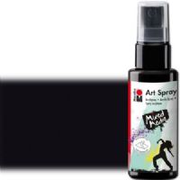Marabu 12099005073 Art Spray, 50ml, Black; Brightly colored water-based acrylic spray; Ideal for stenciling, for backgrounds and as a carrier for mixed media designs on porous surfaces such as canvas, paper, wood; The vivid colors are intermixable, water thinnable, quick drying, lightfast and waterproof; Shake well before use; Black; 50 ml; Dimensions 4.72" x 1.33" x 1.33"; Weight 0.3 lbs; EAN 4007751659590 (MARABU12099005073 MARABU 12099005073 ALVIN ART SPRAY 50ML BLACK) 