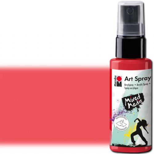 Marabu 12099005123 Art Spray, 50ml, Chilli; Brightly colored water-based acrylic spray; Ideal for stenciling, for backgrounds and as a carrier for mixed media designs on porous surfaces such as canvas, paper, wood; The vivid colors are intermixable, water thinnable, quick drying, lightfast and waterproof; Shake well before use; Chilli; 50 ml; Dimensions 4.72