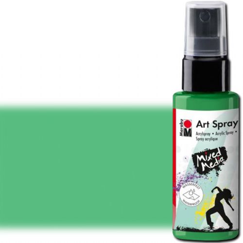 Marabu 12099005158 Art Spray, 50ml, Apple; Brightly colored water-based acrylic spray; Ideal for stenciling, for backgrounds and as a carrier for mixed media designs on porous surfaces such as canvas, paper, wood; The vivid colors are intermixable, water thinnable, quick drying, lightfast and waterproof; Shake well before use; Apple; 50 ml; Dimensions 4.72