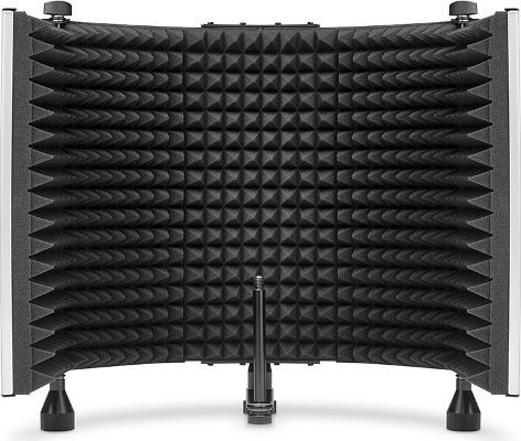 Marantz Professional Sound Shield Vocal Reflection Filter; Portable live-source recording baffle that reduces ambient noise; Consists of 5 high-quality perforated metal panels (3 stationary, 2 foldable); Can be used directly on recording desk or fastened to a microphone stand; Professional EVA acoustic foam; UPC 694318019696 (MARANTZSOUNDSHIELD MARANTZ-SOUND-SHIELD MARANTZ-SOUND SHIELD MARANTZ SOUND SHIELD SOUND-SHIELD SOUNDSHIELD)