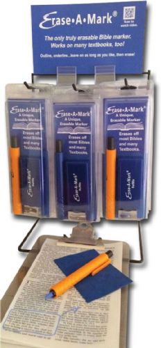 Erase A Mark MARK89D Book And Bible Marking Set Display; Specially crafted chalk marker writes smoothly and erases or is removable from many types of book pages; UPC 891742000089 (ERASEAMARKMARK89D ERASEAMARK MARK89D ERASE A MARK MARK89 D MARK 89D ERASEAMARK-MARK89D ERASE-A-MARK MARK89-D MARK-89D)