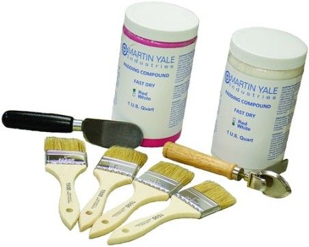 Martin Yale M-OMYJ002 Double Glue Startet Kit; For use with the J1811, J1824, J2436 to create carbonless forms, notepads, scratchpads, calendars and more; Includes: Two Quart-White Padding Compound, Four 2