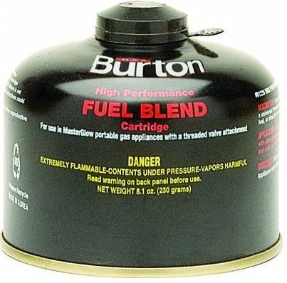 Max Burton 1220 High Performance Fuel Blend Cartridge 8 oz., Use with 1520 Microlite Stove, Contains a high performance fuel blend with a universal threaded valve that connects to either a hose or directly to the gas appliance, Ideal for camping whenever longer burning times are desired or when operating at high elevation or low temperatures, Price per unit but sold by the Case of 12, UPC 769372012201 (MAXBURTON1220 MAXBURTON-1220 01220 01220E 1220)