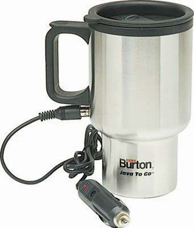 Max Burton 6975 Java To Go, 16 oz, Stainless Finished; 16 fl. oz. capacity; Double-walled stainless-steel mug; Non-skid bottom; Spill proof lid; 4' 12V DC power cord (detachable); Dimensions 4.75W x 6.25H x 3.375 Lid diameter; Weight 0.83 lbs; UPC 769732069755 (MAXBURTON6975 MAXBURTON-6975 MAXBURTON 6975)