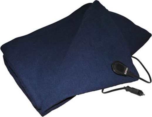 Max Burton 6997 12V Heated Blanket, Blue Color; 8' power cord; Keep comfortably warm on road trips or while camping; Plugs into any 12-Volt receptacle; Dimensions 59
