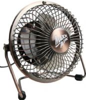 MaxxAir HVDF4 High Velocity 4" Metal 5V Desk Fan, with USB Plug; 4" fan with 4 aluminum blades, Steel base with adjustable, nonskid grips; Sturdy and compact design with durable metal construction, 3 foot power cord; Dimensions 5" x 5.75"; Weight 2 lb; UPC 047242950373 (HVDF4 HVDF-4 MAXXAIR-HVDF4) 