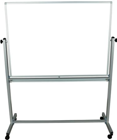 Luxor MB4836WW Double Sided Magnetic Reversible White Board, Made from magnetic reversible whiteboards, Chrome finish on main frame, Boards feature a silver frame around the whiteboard/whiteboard series, Includes 4 casters for easy mobility, Boards lock into place when in position, Frame base is 23