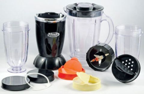 Koolatron MBLS-01 Miracle Blender 12 Piece Set, 1 x Miracle blender power base, 1 x Blender jar, 1 x Replacement gasket for blades, 1 x Cross blade, 1 x Blender cup - 1 tall, 1 x Steamer top, 2 x Resealable lids, 1 x Mug, 2 x Colored rings, 1 x Recipe & user guide (MBLS-01 MBLS 01 MBLS01)