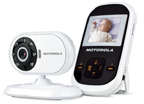 Motorola MBP18 Digital Wireless Video Baby Monitor, Automatic channel selection, High sensitivity mic, Power source baby unit, Audio operating distance Range up to 520 ft, Color White, Screen size 1.8