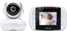 Motorola MBP33S Digital Wireless Video Baby Monitor, White, 2.8" Diagonal Color Screen, Frequency 2.4 GHz to 2.48 GHz, Expandable up to 4 Cameras, Audio operating distance Up to 590 feet, Two-way communication, Infrared night vision, Digital zoom, High sensitivity mic, Volume control, Audio and Video monitoring mode, UPC 816479011825 (MBP-33S MBP 33S MB-P33S MBP33) 