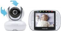 Motorola MBP36S Digital Wireless Video Baby Monitor; 3.5" diagonal color screen, infrared night vision, two-way communication, room temperature display, lullabies and remote pan, tilt and zoom; High-sensitivity Microphone; 2.4 GHz FHSS wireless technology; Dimensions 10.2 x 8.6 x 5.1 inches; Weight 1.7 pounds; UPC 698798181942 (MBP-36S MBP 36S MB-P36S) 