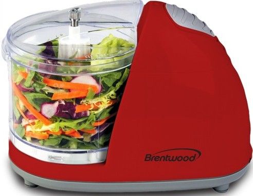 Brentwood MC-105 Mini Food Chopper Red, Large (1.5 Cup) Capacity, Stainless Steel Blade, Stay-Sharph Blade, Dishwasher-Safe Detachable Parts, Non-skid Base, Safety Lock Lid, cUL Approval, UPC 181225801051 (MC105 MC 105)