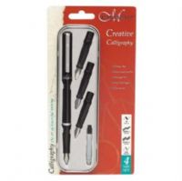 Manuscript MC1105 Creative Calligraphy Set; Set contains fine, scroll 4, scroll 6, and 3B stainless steel nibs, pen, cap, barrel, four ink cartridges (one red, one blue, two black), and ink converter for bottled ink; Shipping Dimensions 8.62 x 4.49 x 0.87 inches; Shipping Weight 0.26 lb; UPC 762491110506 (MC-1105 MC/1105 MMC1105 MANUSCRIPTMC1105) 