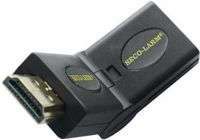 Seco-Larm MC-2101Q Female to Male 90-Degree Adjustable HDMI Connector, Adjustable angle allows for tight mounting against a wall or other reduced space applications, For tight mounts behind a monitor, Gold plated contacts, Compatible with all 19 pin HDMI cables, Supports HDCP (MC2101Q MC 2101Q)  