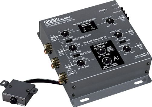 Clarion MCD360 Three-Way Electronic Crossover, 2/4/6 Channel Input, 6-Channel/5 Volt RCA Outputs (Front/Rear/Subwoofer), Frequency Response 10-50000 Hz, Signal to Noise Ratio 100dB, High-Pass Frequencies 32-8.000 Hz/32-400 Hz Rear, Subwoofer Line Output 0-18dB, Center Equalizaing Frequencies 25-100Hz, UPC 729218007075 (MCD-360 MCD 360 MC-D360)