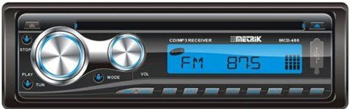 Metrik MCD-486 Car MP3 CD Player, Equipment boasts an AM/FM stereo, Audio and video device features a detachable face, ISO connection, CD/CD-R/CD-RW compatible, USB input-blue LCD display, Pll synthesized AM/FM tuner, Anti-vibration CD deck, RCA output, Dimensions 7 in. x 6.5 in. x 2.25 in. (MCD486 MCD 486)
