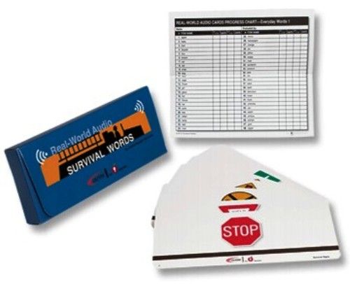 Califone MCFSS Survival Signs Card Reader Cards, Clearly labelled box for quick and easy identification and classroom applications, Reproduceable teacher reference chart to track progress, Reading and writing skills develop in a variety of ways, this program enables students to link visible letters with the sounds they hear, UPC 610356349007 (MC-FSS MCF-SS)