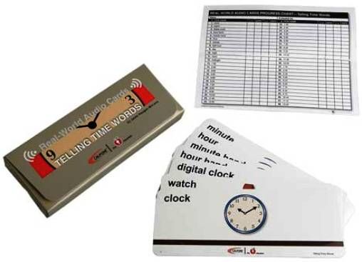 Califone MCFTT Supplemental Reading and Writing, Telling Time Words; Provides vocal mirroring capabilities when used with a CardMaster Card Reader; A card is selected and played through the CardMaster, UPC 610356333006 (MCF-TT MCFT MC-FTT)
