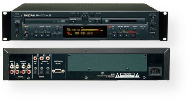 Tascam MD-CD1MKIII Combination MiniDisc Recorder/CD Player, COMMON output for CD and MD output (priority can be set), Headphone output with selectable source (MD, CD, or common), Continuous playback between MD and CD (no limitation), Independent operation of MD and CD, Auto title input from CD-text and ID3 tag, UPC 043774026906 (MDCD1MKIII MD CD1MKIII MDC-D1MKIII MDCD-1MKIII)