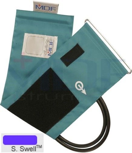 MDF Instruments MDF2100451D14 Model MDF 2100-451D Adult D-Ring Single Tube Latex-Free Blood Pressure Cuff, S.Swell (Azure Blue) for use with the MDF848XP Palm Aneroid Sphygmomanometer and other branded manual and electronic/automatic blood pressure monitors, EAN 6940211635957 (MDF2100451D-14 MDF2100451D MDF-2100-451D 2100451D MDF-2100-451 MDF2100-451 2100 2100451)