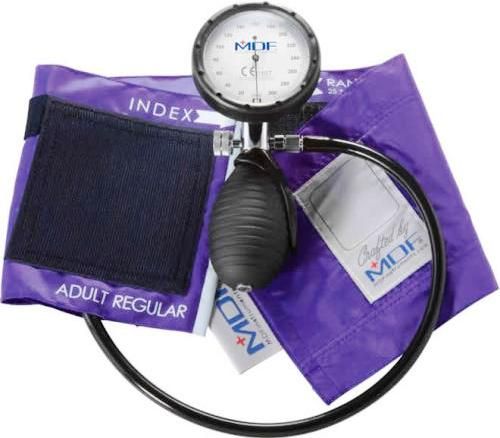 MDF Instruments MDF848XP08 Model MDF 848XP Medic Palm Aneroid Sphygmomanometer, Purple Rain (Purple), Big Face Gauge and its high-contrast Dial Face, without pin stop, produce easy and accurate reading, The chrome-plated brass screw-type Valve facilitates precise air release rate, EAN 6940211628775 (MDF848XP-08 MDF 848XP08 MDF848XP MDF848-XP08 MDF848 XP08)