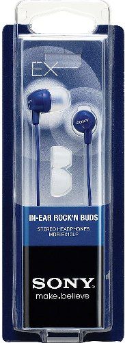 Sony MDR-EX10LP/DBL EX-Series In-Ear Rock'n Buds Stereo Headphones, Dark Blue, 100 mW (IEC) Power Handling Capacity, Frequency Response 8 - 22000 Hz, Impedance 16 ohms at 1 kHz, Sensitivity 100 dB/mW, Super-light in-the-ear design, High quality 9mm driver units, Neodymium magnet for powerful sound, UPC 027242815278 (MDREX10LPDBL MDR-EX10LPDBL MDR-EX10LP-DBL MDR-EX10LP MDREX10DBL)