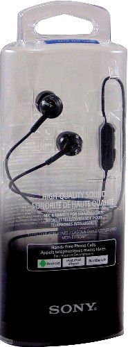 Sony MDR-EX110AP/B In-ear Headphones with Microphone & Remote, Black; Frequency Response 524000 Hz; Sensitivities 103 dB/mW; Impedance 16 ohm (1 kHz); Comfortable, secure-fitting silicone earbuds; 0.35 in neodymium drivers for dynamic sound; Pet diaphragm; Y-type cord, 3.94 ft cord length; Gold-plated L-shaped four-conductor stereo mini plug; Weight 0.11 oz; UPC 027242866928 (MDREX110APB MDR-EX110AP MDR-EX110AP-B MDR-EX110APB)