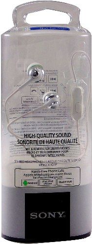 Sony MDR-EX110AP/W In-ear Headphones with Microphone & Remote, White; Frequency Response 524000 Hz; Sensitivities 103 dB/mW; Impedance 16 ohm (1 kHz); Comfortable, secure-fitting silicone earbuds; 0.35 in neodymium drivers for dynamic sound; Pet diaphragm; Y-type cord, 3.94 ft cord length; Gold-plated L-shaped four-conductor stereo mini plug; Weight 0.11 oz; UPC 027242868557 (MDREX110APW MDR-EX110AP MDR-EX110AP-W MDR-EX110APW)