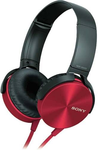 Sony MDR-XB450AP/R Extra Bass Smartphone Headphones with Microphone & Remote, Red, 30 mm driver reproduces powerful bass, Frequency Response 522000 Hz, Sensitivities 102 dB/mW, Impedance 24 ohm (1 kHz), Compatible with Apple or Android smartphones, Electro Bass Booster enhances deep beats without distorting vocals, UPC 027242883413 (MDRXB450APR MDR-XB450APR MDR-XB450AP-R MDR-XB450AP MDRXB450AR)