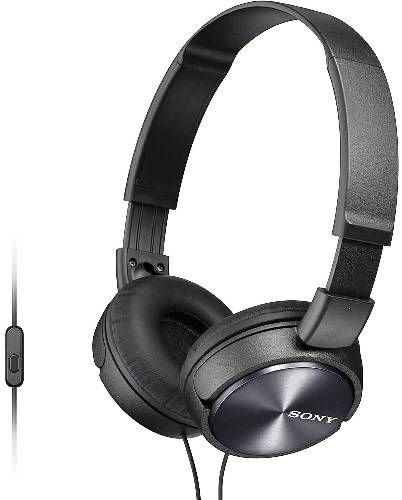 Sony MDR-ZX310AP/B ZX Series Headband On-ear Stereo Headphones with Microphone & Remote, Black; 1000W Capacity; Sensitivities 98 dB/mW; Impedance 24 ohm (1KHz); Lightweight, folding design for ultimate music mobility; 1.18