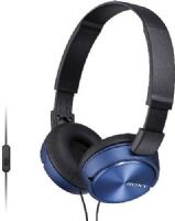 Sony MDR-ZX310AP/L ZX Series Headband On-ear Stereo Headphones with Microphone & Remote, Blue; 1000W Capacity; Sensitivities 98 dB/mW; Impedance 24 ohm (1KHz); Lightweight, folding design for ultimate music mobility; 1.18" ferrite drivers for powerful, balanced sound; 10-24000 Hz frequency range; UPC 027242869691 (MDRZX310APL MDRZX310AP/L MDR-ZX310APL MDR-ZX310AP) 
