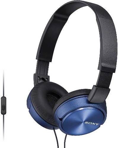 Sony MDR-ZX310AP/L ZX Series Headband On-ear Stereo Headphones with Microphone & Remote, Blue; 1000W Capacity; Sensitivities 98 dB/mW; Impedance 24 ohm (1KHz); Lightweight, folding design for ultimate music mobility; 1.18