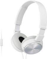 Sony MDR-ZX310AP/W ZX Series Headband On-ear Stereo Headphones with Microphone & Remote, White; 1000W Capacity; Sensitivities 98 dB/mW; Impedance 24 ohm (1KHz); Lightweight, folding design for ultimate music mobility; 1.18" ferrite drivers for powerful, balanced sound; 10-24000 Hz frequency range; UPC 027242869677 (MDRZX310APW MDRZX310AP/W MDR-ZX310APW MDR-ZX310AP) 