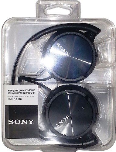 Sony MDR-ZX310B ZX Series Stereo Headphones, Black; 1000W Capacity; Lightweight, folding design for ultimate music mobility; 1.18