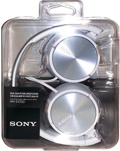 Sony MDR-ZX310W ZX Series Stereo Headphones, White; 1000W Capacity; Lightweight, folding design for ultimate music mobility; 1.18