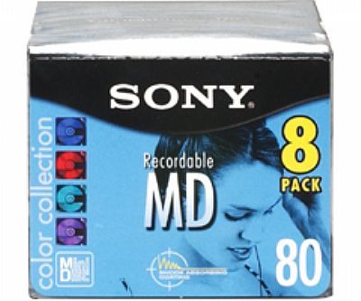 Sony MDW-80/8CL Multi-Color Recordable Mini Discs, 8 Pack (MDW808CL MDW80 8CL 80 MDW 80/8CL MDW80/8CL MDW80/8C MDW-80/8)
