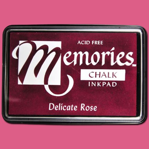 Memories SSCMDR Chalk Ink, Pad, Delicate Rose; Ideal when pastel and chalk effects are desired; Creates dramatic effects on dark backgrounds; Perfect for use on vellum, as well as coated and glossy papers; Heat-set for faster drying; Acid-free, archival, and fade-resistant; Dimensions 2.75