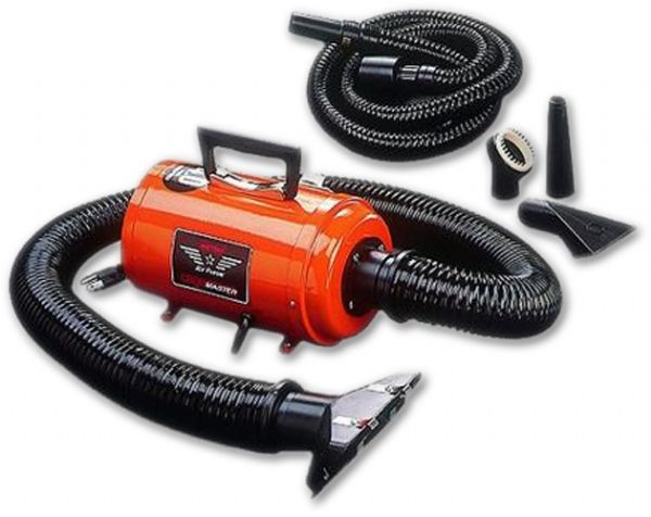 Metrovac 114-114994 Model CM-3 Air Force Cagemaster Plus; Just hook it onto the cage and it does all the work; Cut grooming time by as much as two-thirds; There's no hot air to injure a dog's scalp or coat; The six foot drying hose is extra-large in diameter, a full 2.5