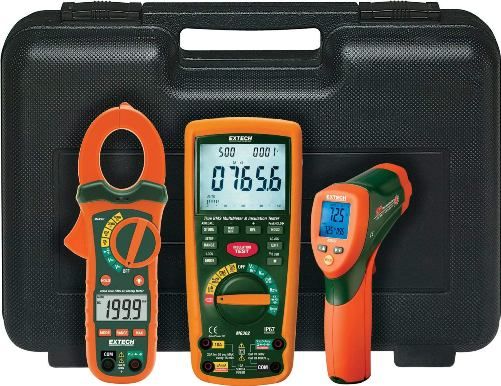 Extech MG302-ETK Electrical Troubleshooting Kit, Test and Measurement Kit for Electrical Installation, Troubleshooting, and Repair; Includes: MG302 True RMS Multimeter/Insulation Tester with 13 Functions and Wireless PC Interface, 42509 12:1 Infrared Thermometer with High/Low Alarm and Fast 2-color Display and MA430T 400A True RMS AC Clamp Meter with Built-in Non-contact Voltage Detector; UPC: 793950381021 (EXTECHMG302ETK EXTECH MG302-ETK KIT)