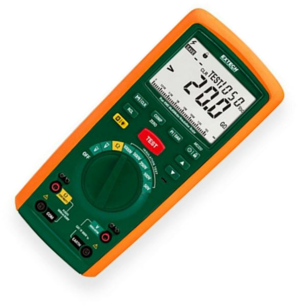 Extech MG320 CAT IV Insulation Tester/True RMS MultiMeter, 20GOhms/1000V Insulation Tester with a True RMS MultiMeter; Measure Insulation Resistance to 20GOhms; 5 Test Voltage ranges; Polarization Index (PI) and Dielectric Absorption Ratio measurements (DAR); Low Resistance measurement with Zero function; Programmable Timer feature sets the duration of test; UPC: 793950383223 (EXTECHMG320 EXTECH MG320 TESTER MULTIMETER)