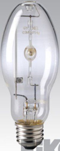 Eiko MH100/U/MED model 15411 Metal Halide Bulb, 100 Watts, Clear Coating, 5.50/139.7 MOL in/mm, 2.13/54.0 MOD in/mm, 15000 Avg Life, 9000 Approx Initial Lumens, 5900 Approx Mean Lumens, 4000 Color Temperature Degrees of Kelvin, ED-17 Bulb, E26 Medium Screw Base, Pulse Start Special Description, 3.44/87.3 LCL in/mm, M90 ANSI Ballast, UPC 031293154118 (15411 MH100UMED MH100-U-MED MH100 U MED EIKO15411 EIKO-15411 EIKO 15411)