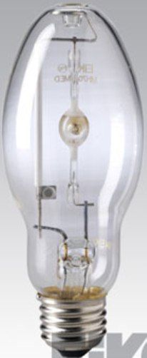 Eiko MH175/U/MED model 15414 Metal Halide Bulb, 175 Watts, Clear Coating, 5.50/139.7 MOL in/mm, 2.13/54.0 MOD in/mm, 10000 Avg Life, 14000 Approx Initial Lumens, 9100 Approx Mean Lumens, 4000 Color Temperature Degrees of Kelvin, ED-17 Bulb, E26 Medium Screw Base, 3.44/87.3 LCL in/mm, M57 ANSI Ballast, UPC 031293154149 (15414 MH175UMED MH175-U-MED MH175 U MED EIKO15414 EIKO-15414 EIKO 15414)