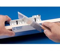 Midwest MW1136A Easy Miter Box with Saw; Molded miter box with 22.5 degrees, 30 degrees, 45 degrees and 90 degrees angle cuts; Designed for cutting stock up to .5" thick and up to 2" wide; Three clamps hold material securely in place while cutting; Includes Zona razor saw and thin .010 blade for finer cuts; Shipping Weight 0.41 lb; Shipping Dimensions 14.00 x 4.00 x 1.5 in; UPC 091157011360 (MIDWESTMW1136A MIDWEST-MW1136A TOOL CARPENTRY) 