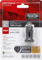 RCA MINIME2 Mini Auto Power Outlet to Dual USB Charger; Charge and power your USB devices while you drive; Mounts flush to your dash for clutter-free anytime charging; Light indicates when device is properly charged; 2.1 Amp charges up to twice as fast; Maximum output 5v, 2100mA; Input 12-13.8V DC; UPC 044476104626 (MINI-ME2 MINIME-2 MINI-ME-2 MINI ME2) 